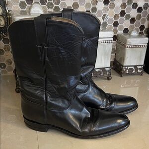 Women’s JUSTIN WESTERN ROPER BLACK BOOTS SIZE 9.5 AA (L3703)